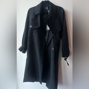 E.S.N.R Studio Black Double-Breasted Trench Coat 20” Pit to Pit, Size M | 800
